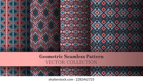 Cool geometrical chevron seamless tracery package. Indian motif ethnic patterns. Chevron element geometric vector endless ornament set. Cover background templates.