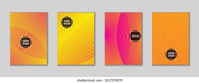 Cool geometrical lines notebook cover pattern. Minimalistic notepad cover theme set. Colorful title page background for school notebook, dairy or notepad.