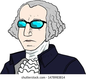 COOL George Washington Simple Cartoon Illustration