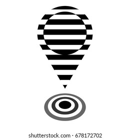 Cool geotargeting icon isolated on white background. Black and white stripe pattern geotargeting icon. EPS10 vector illustration.