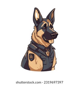 cool german shepherd police dog as a cartoon vector