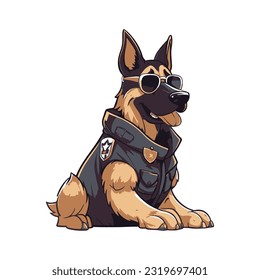 cool german shepherd police dog as a cartoon vector