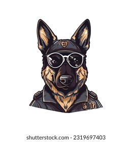 cool german shepherd police dog as a cartoon vector