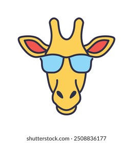 Cool giraffe with sunglasses. A cartoon giraffe wearing sunglasses, conveying a message of coolness and confidence.