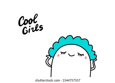 Cool girls hand drawn vector feminism illustration in cartoon comic style vibrant colors poster