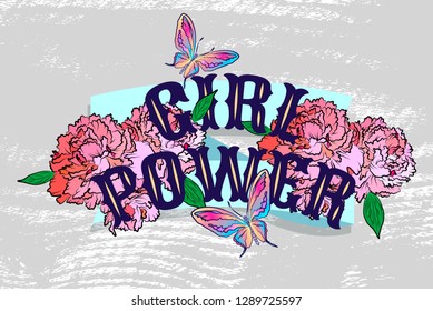 Cool girly emblem. Isolated vector template.