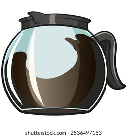 cool glass coffee pot cartoon vector illustration, work of hand drawn