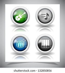 Cool glass shiny buttons for web. Vector illustration.