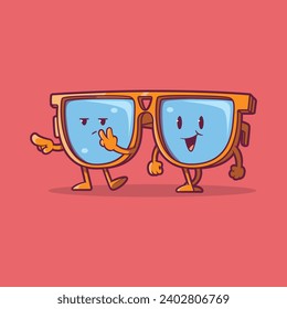 Cool Glasses characters vector illustration. Brand, Mascot, design concept.