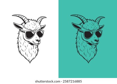 cool goat head using sunglasses design