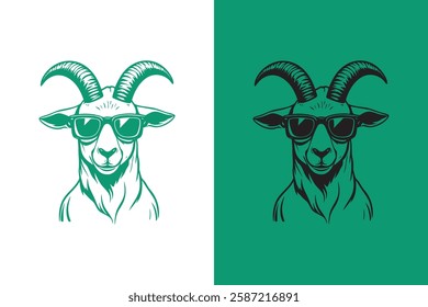 cool goat head using sunglasses design