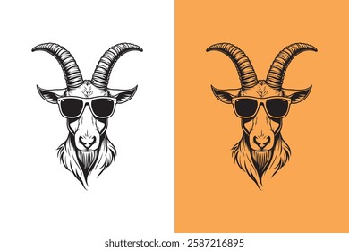 cool goat head using sunglasses design