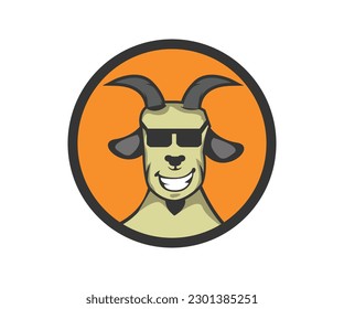 cool goat smiling logo design