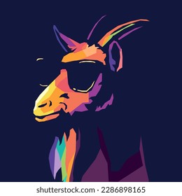 cool goat wearing dark glasses pop art style