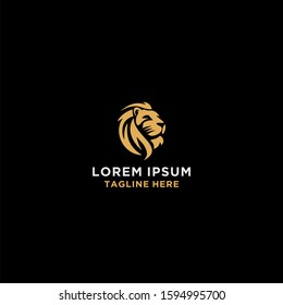 Cool gold lion's head vector logo template.