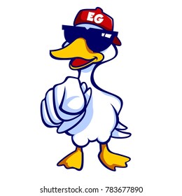 The cool goose using sunglasses and red hat. This vector can be used as a logo
