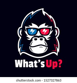 Cool Gorilla Head Wear Eyeglasses Logo  Design