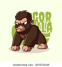 Cool gorilla illustration icon. flat cartoon concept. premium quality vectors.