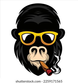 Cool gorilla smoking logo template