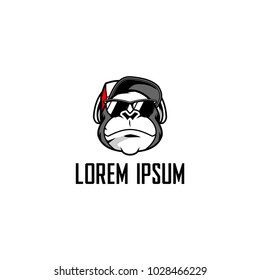 cool gorillas with sunglasses and a hat vector logo template