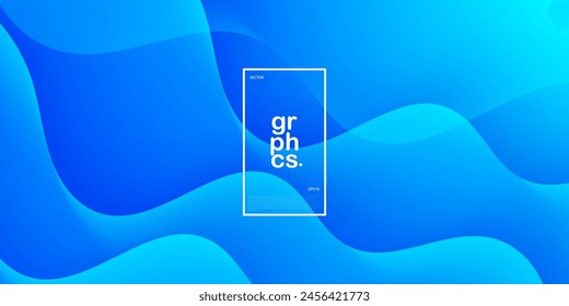 Cool gradient blue background with geometric wave and simple pattern elements. Colorful blue wave design. Simple elegant concept. Eps10 vector