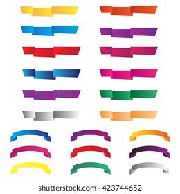 Cool gradient ribbons design elements set. Vector flat style illustration.