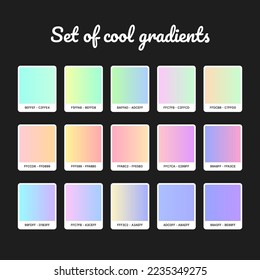 Cool gradient set. Colorful gradient background. Cool abstract background.