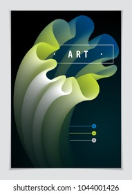 Cool gradient shape, futuristic design. 3d flower shape, vector abstract art. Perfect for gift card, cover, poster or brochure. Bright color wave dimensional object.