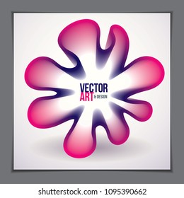 Cool gradient shape, futuristic design. 3d flower shape, vector abstract art. Perfect for gift card,cover,poster or brochure. Bright color wave dimensional object.