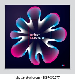 Cool gradient shape, futuristic design. 3d flower shape, vector abstract art. Perfect for gift card, cover, poster or brochure. Bright color wave dimensional object.