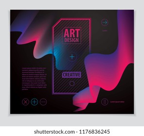 Cool gradient shape, futuristic design. 3d shape, vector abstract art. Perfect for gift card, cover, poster or brochure. Bright color wave dimensional object.