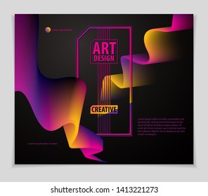 Cool gradient shape, futuristic design. 3d shape, vector abstract art. Perfect for gift card, cover, poster or brochure. Bright color wave dimensional object.