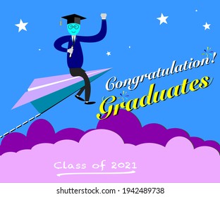 diseño vectorial de ilustrador de graduación fresco