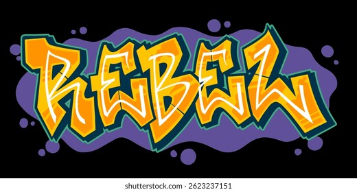 Cool graffiti artwork featuring the word "Rebel" in bold, edgy street art style. Urban, vibrant, and expressive design perfect for posters, apparel, and creative projects.