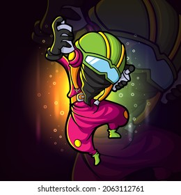 The cool graffiti character esport mascot design of illustration