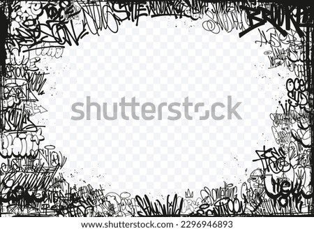 Cool graffiti tags border isolated on transparent background