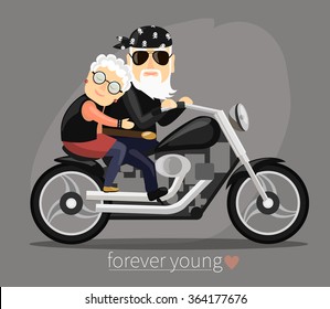 cool grandparents riding a motorcycle