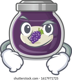 Cool grape jam mascot character with Smirking face
