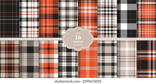 Cool Graphite Tartan patterns fabric texture. Modern Golden Ochre Seamless Tartan