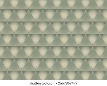Ladrilhos triangulares cinza-esverdeados frios com sombreamento de gradiente sutil, criando um efeito 3D suave. Padrão geométrico mínimo para marca, web e impressão elegantes.