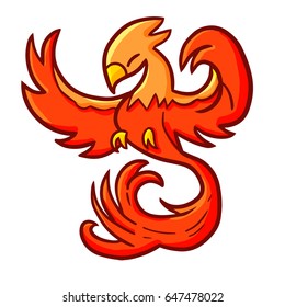 Cool and great red orange phoenix bird - vector.