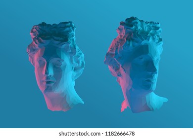 Cool Greek Apollo Head Vector 3D Rendering