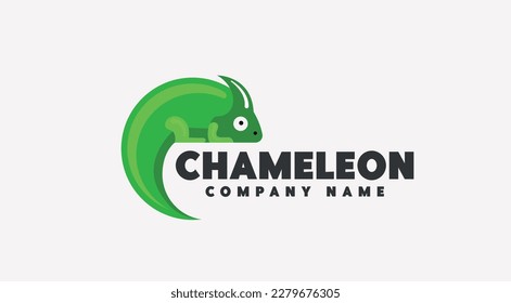 COOL GREEN CHAMELEON DESIGN VECTOR LOGO.