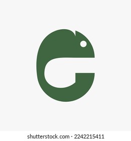 el camaleón verde fresco representa la letra "C"