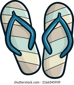 Cool green grey stripes sandals cartoon illustration