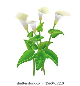 Cool Green Leaves With White Flower Cartoon for your design