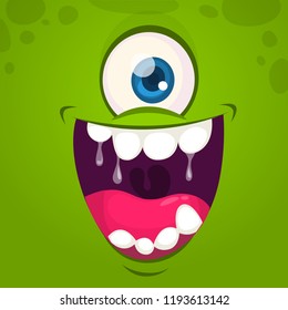 Cool Green Monster Face One Eye Stock Vector (royalty Free) 1193613142