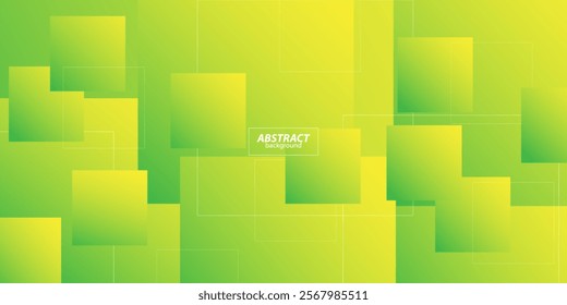 Cool green square design with geometric vector background layers overlapping on bright background. Vector Eps10