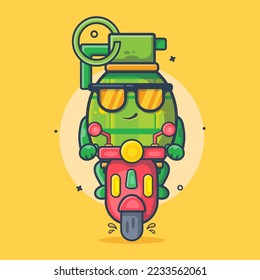caricatura aislada en diseño de estilo plano del personaje de la mascota que conduce moto moto moto