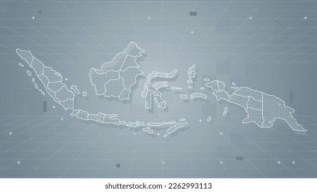 Cool grey Abstrak technologi vector tech Stylized modern indonesia map background Stylized wireframe and dots for data visualization and infographics HUD GUI UI
